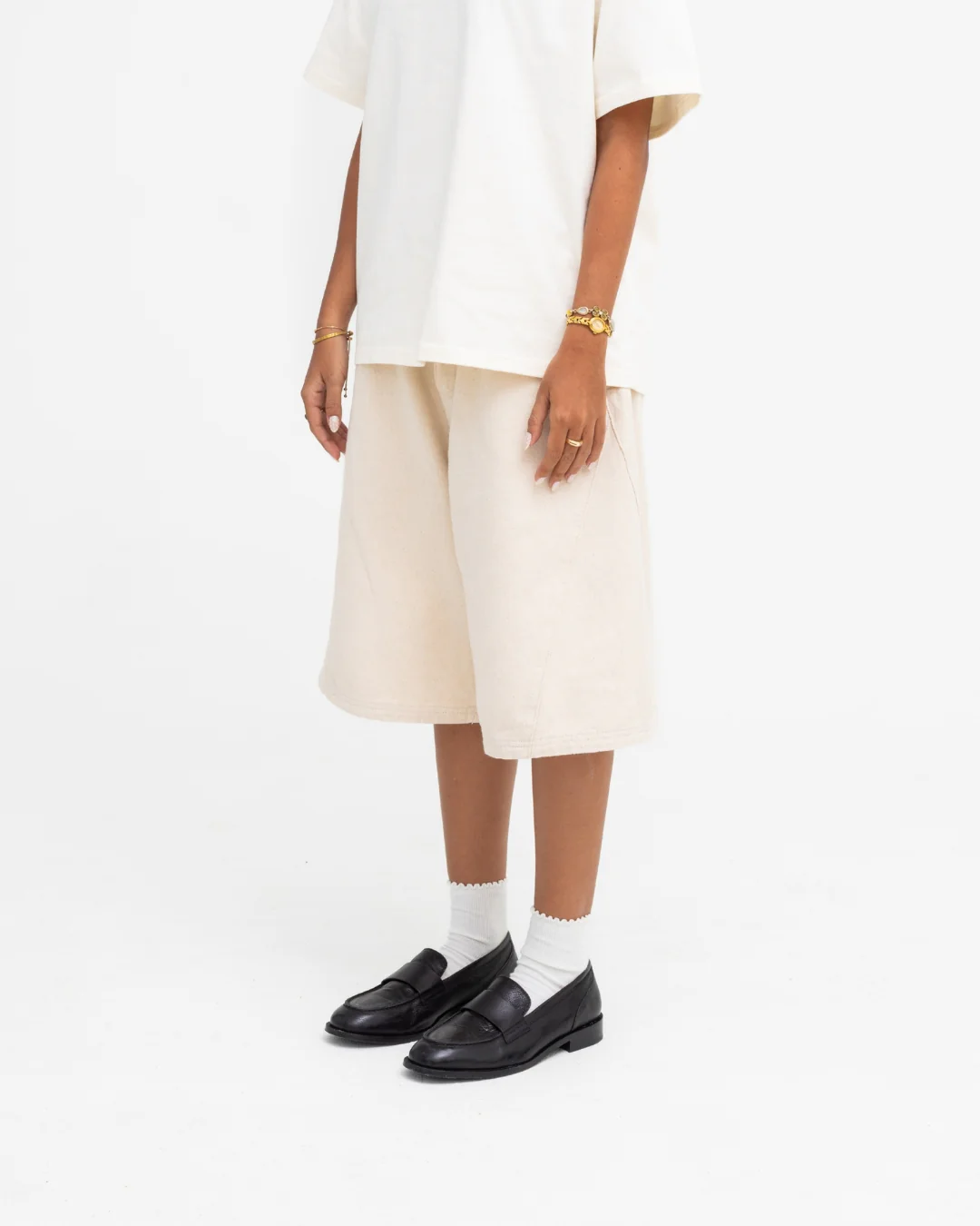 Baggy Panel Shorts (Ecru) - Image 8