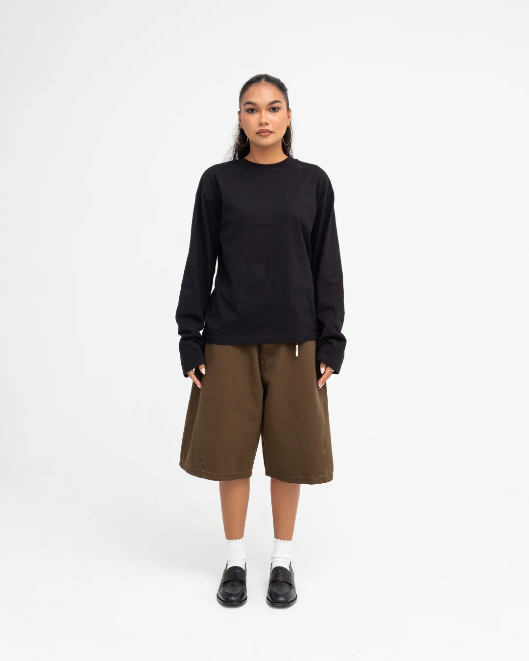 Baggy Panel Shorts (Khaki) - Image 4