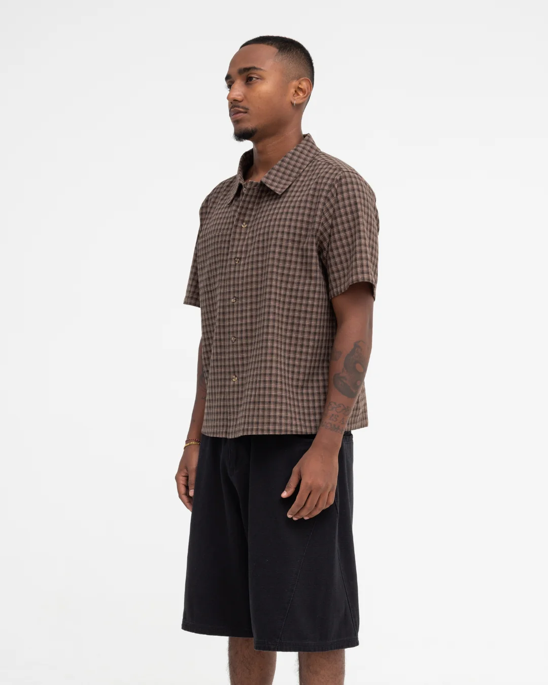 Short Sleeve Shirt (Brown Plaid) - Image 9