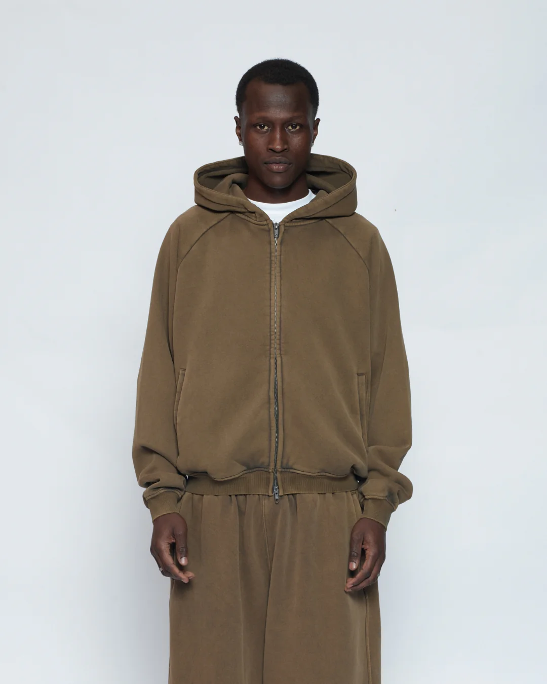 Zip Up Hoodie (Washed Olive) - Image 6